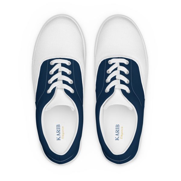 Classic Navy and White Men’s lace-up canvas shoes