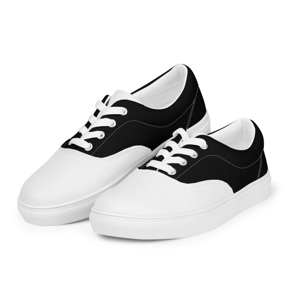 Polished Black and White Men’s lace-up canvas shoes - Image 5