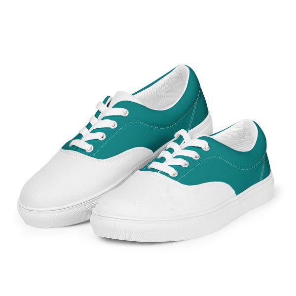 Modern Teal and White Men’s lace-up canvas shoes - Image 5