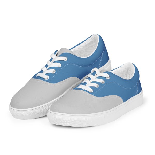 Cool Blue and Gray Men’s lace-up canvas shoes - Image 5