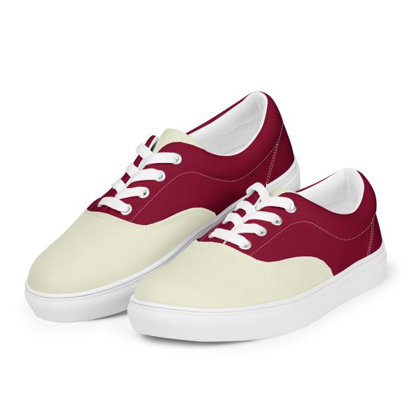 Sophisticated Burgundy and Beige Men’s lace-up canvas shoes - Image 5