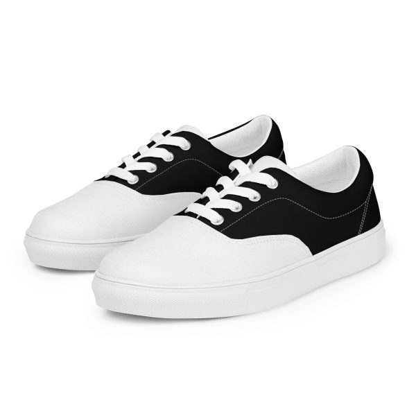 Polished Black and White Men’s lace-up canvas shoes - Image 2