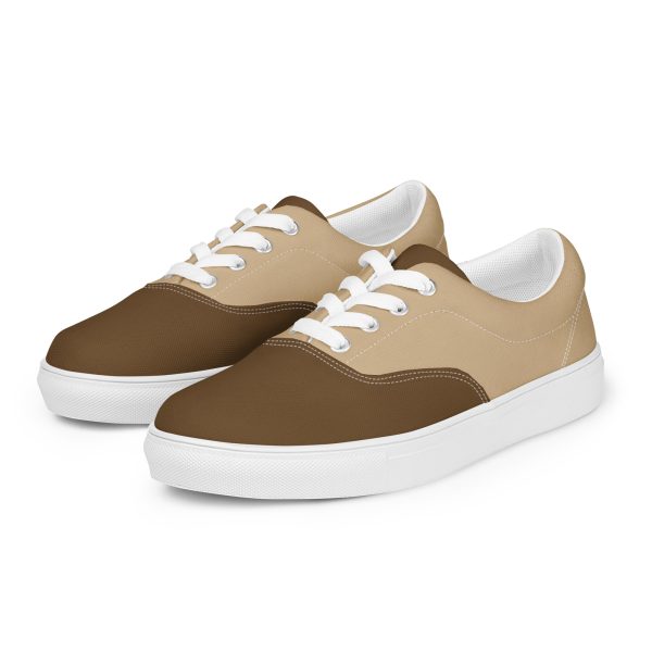 Refined Tan and Brown Men’s lace-up canvas shoes - Image 2