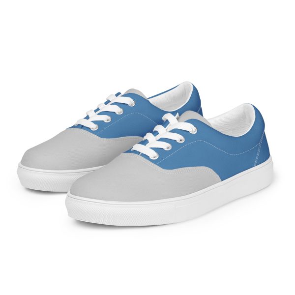 Cool Blue and Gray Men’s lace-up canvas shoes - Image 2