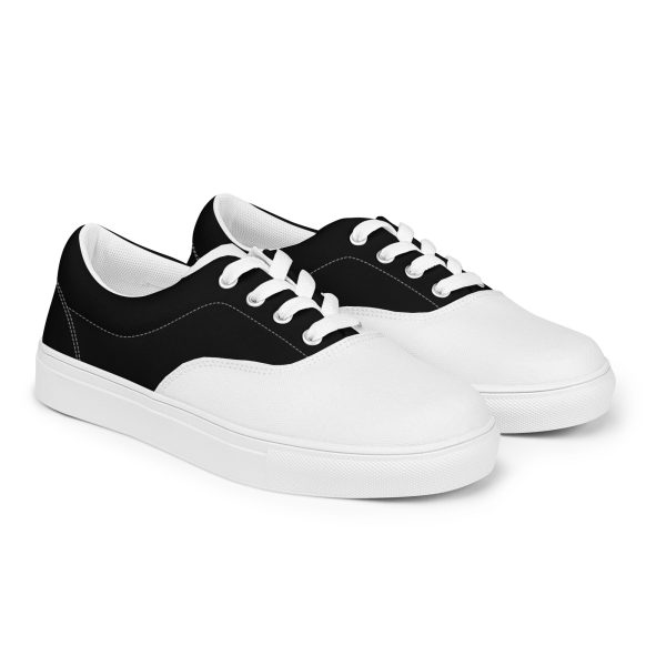 Polished Black and White Men’s lace-up canvas shoes - Image 6