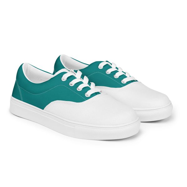 Modern Teal and White Men’s lace-up canvas shoes - Image 6