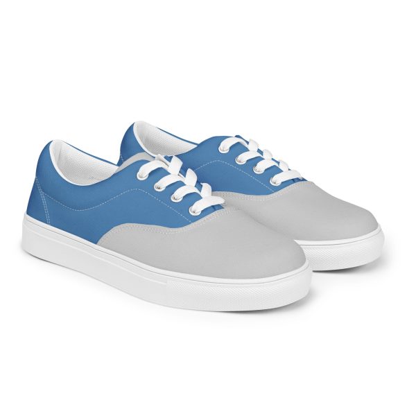 Cool Blue and Gray Men’s lace-up canvas shoes - Image 6