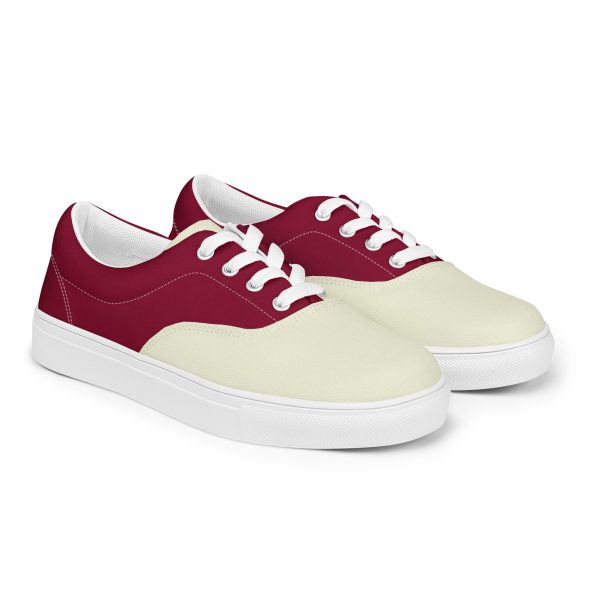 Sophisticated Burgundy and Beige Men’s lace-up canvas shoes - Image 6