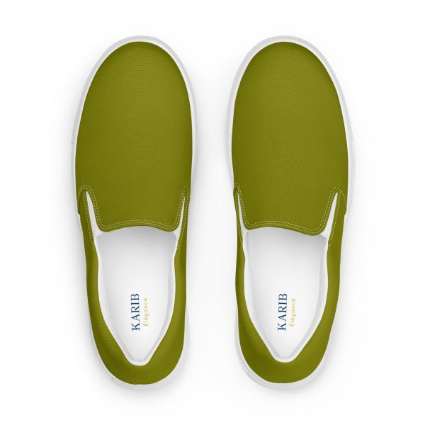 Olive Green Men’s slip-on canvas shoes