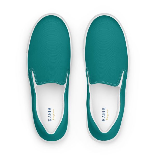 Vivid Teal Men’s slip-on canvas shoes