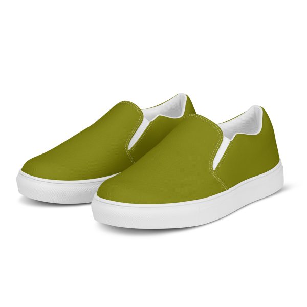 Olive Green Men’s slip-on canvas shoes - Image 2