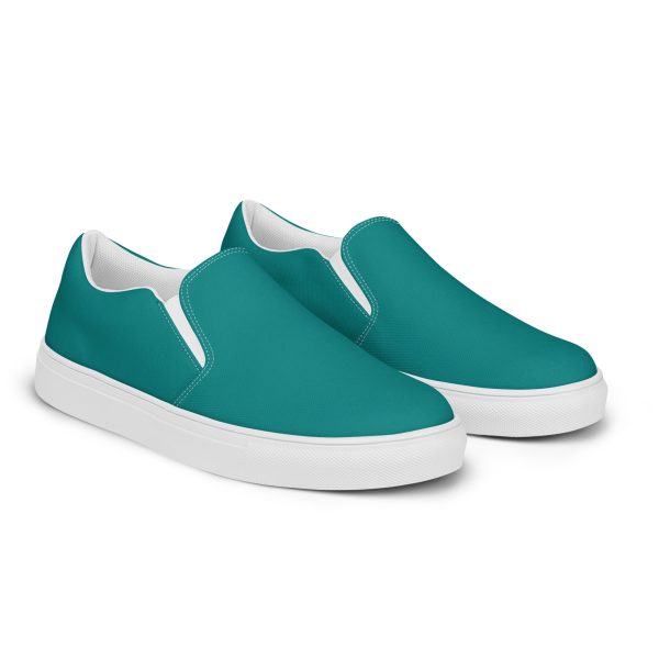 Vivid Teal Men’s slip-on canvas shoes - Image 4