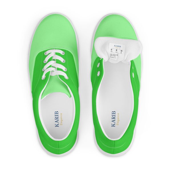 Lime Green Women’s lace-up canvas shoes - Image 3