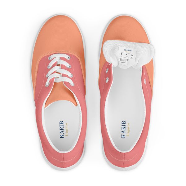 Coral Salmon Women’s lace-up canvas shoes - Image 3