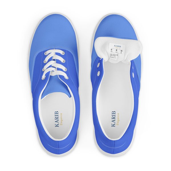 Cornflower Blue Women’s lace-up canvas shoes - Image 3