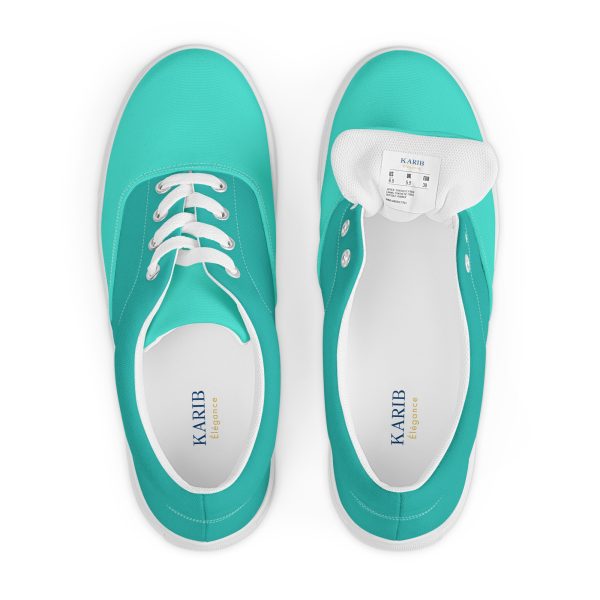 Turquoise Sea Green Women’s lace-up canvas shoes - Image 3