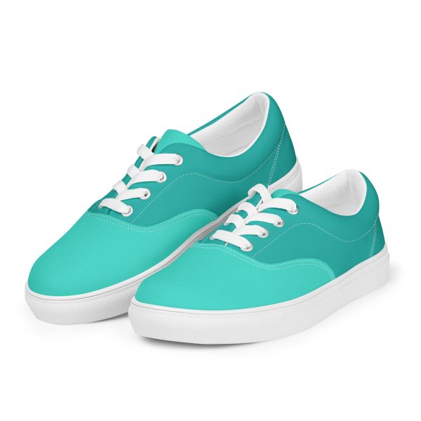 Turquoise Sea Green Women’s lace-up canvas shoes - Image 5