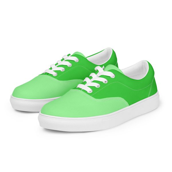 Lime Green Women’s lace-up canvas shoes - Image 2