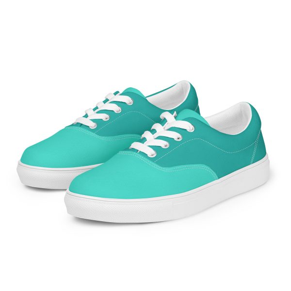 Turquoise Sea Green Women’s lace-up canvas shoes - Image 2