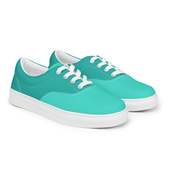 Turquoise Sea Green Women’s lace-up canvas shoes - Image 6