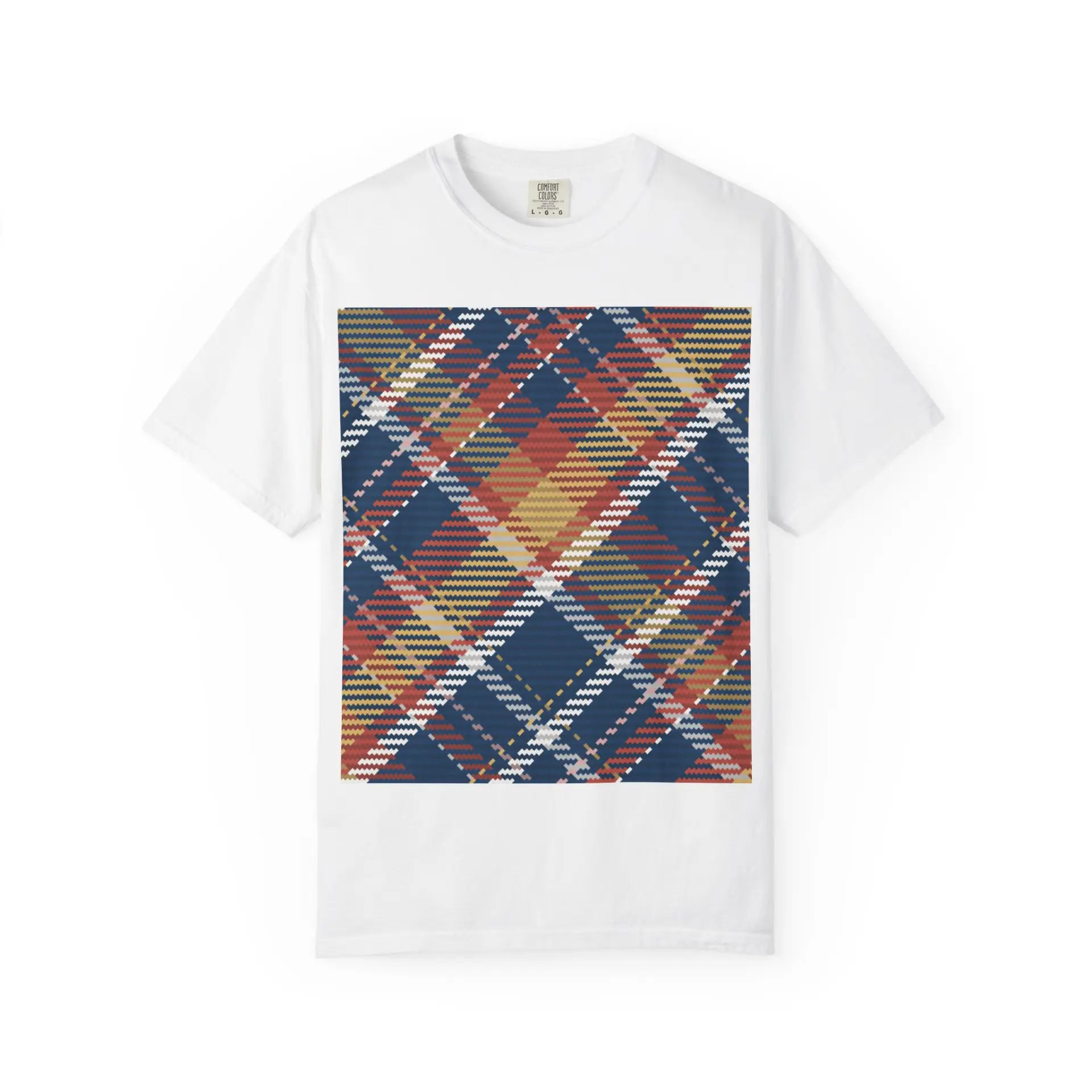 Plaid Garment-Dyed T-Shirt, Cozy Casual Tee, Perfect for Fall, Holiday Gifts, Everyday Wear, Unique Fashion Statement