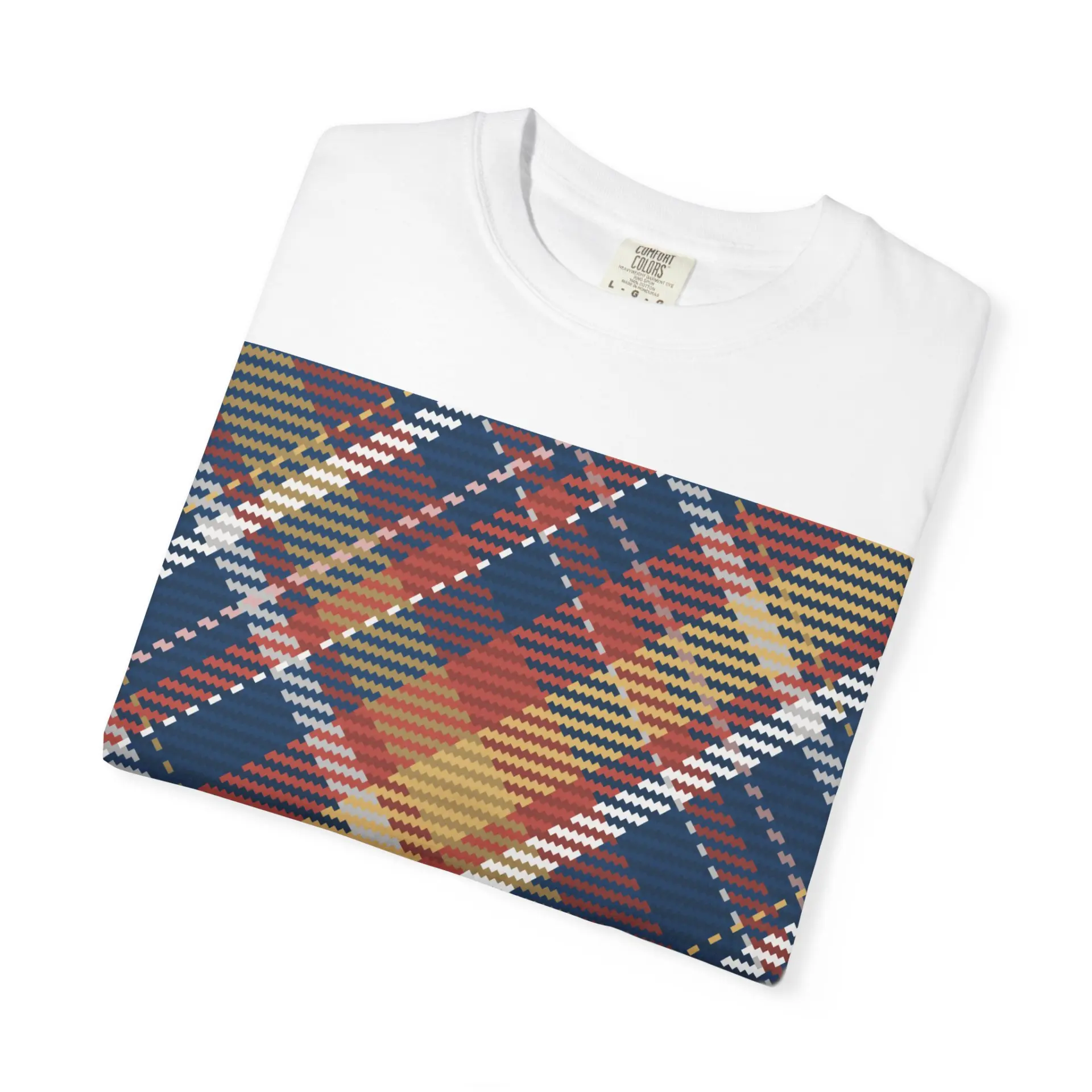 Plaid Garment-Dyed T-Shirt, Cozy Casual Tee, Perfect for Fall, Holiday Gifts, Everyday Wear, Unique Fashion Statement - Image 3